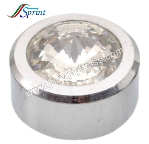 Brass Round Crystal Mirror Cap
