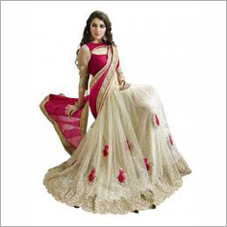 Designer Saree - Net Fabric, 5.5m, Pink | Floral Embroidery, Elegant Design, Comfortable Drape