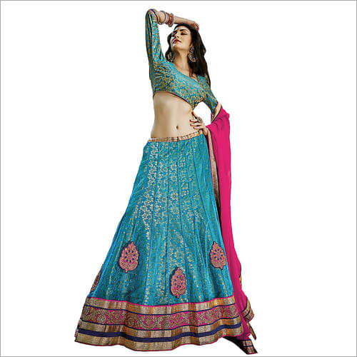 Designer Saree - Silk Blend, 55 Inches, Teal | Handcrafted Gold Thread Embroidery, 3/4 Sleeve Blouse, Comfortable Fit