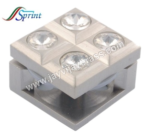 Brass Full Crystal Square Mirror Cap