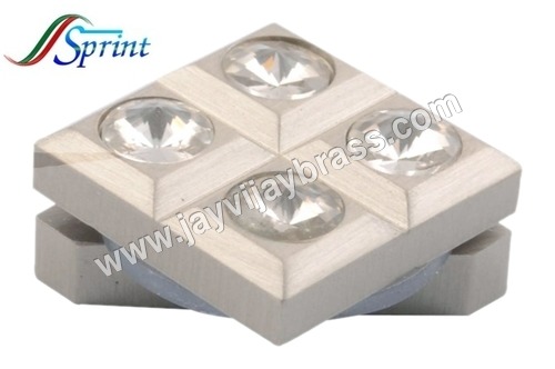 Brass Half Crystal Square Mirror Cap