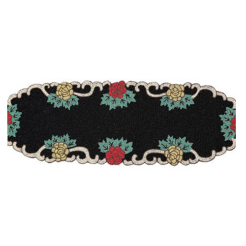 Black Glass Beaded Embroidery Table Runner