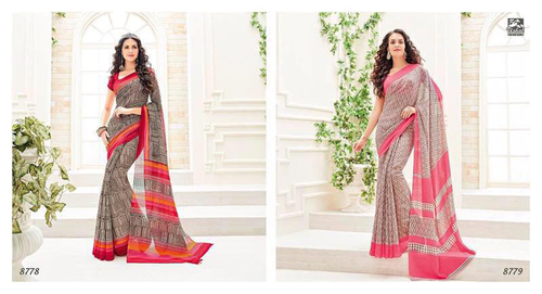 Pink Printed Saree