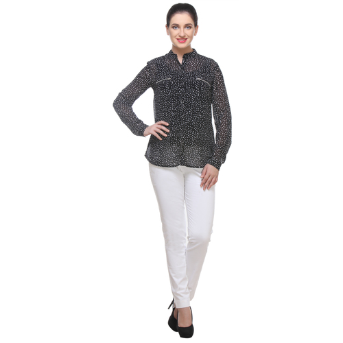 Black Dotted Full Sleeve Shirt