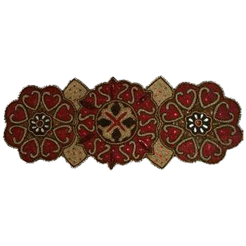 Designer Red Glass Beaded Flower Table Tunner
