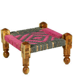 knitted-jute-chowki-in-pink white-colour