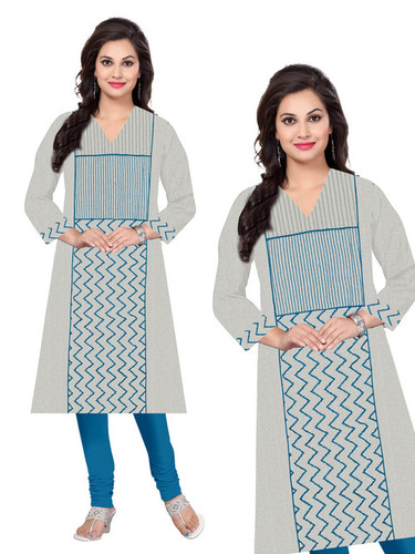 Cotton Kurti - Full Sleeve, Size XL & XXL | Pink, Green, Orange, Blue, Embroidered Design, V Shape Neck, Comfortable Cotton Flex, Daily & Formal Wear