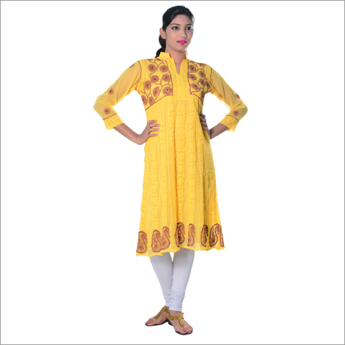 Orange Georgette Anarkali Kurtis