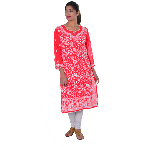 Reg Georgette Fully Embroidered Chikan Kurta