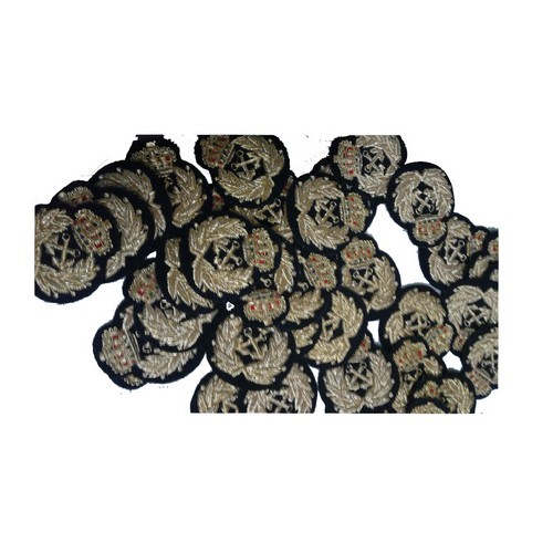 Gold Thread Beads Embroidery Brooch