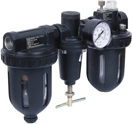 Air F+R+L Set - Aluminium Body, P.C. Bowl, 1.1/2 Inch Port, 25 Micron Element, Upto 10Kg/cm├В┬▓, Filters Debris, Regulates Pressure, Lubricates Air
