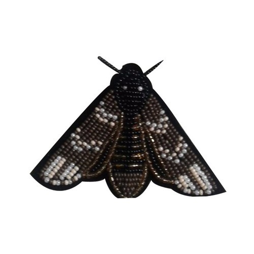 Brown Glass Beaded Butterfly Design Brooch
