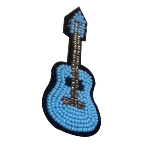 Blue Glass Beaded Guitar Design Brooch