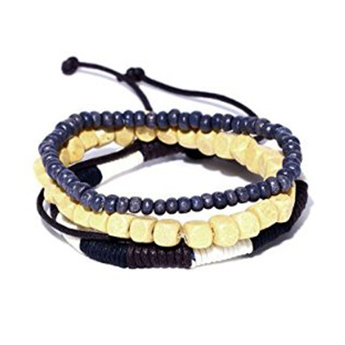 Blue and Skin Wooden Beaded Bracelet