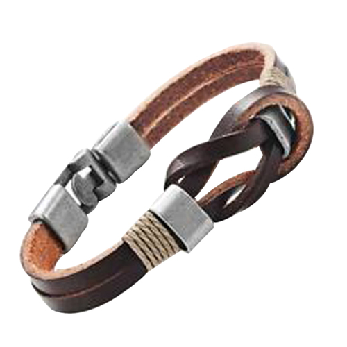 Men's Handcrafted Brown Leather Bracelet - Leather, 7-8 Inches, Brown, Magnetic Clasp | Stylish, Durable, Elegant Design