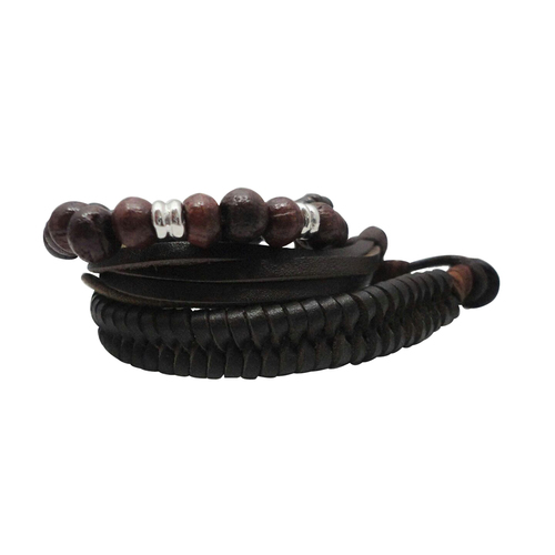 Black Color Men's Leather Bracelet