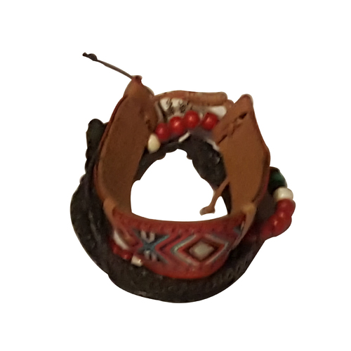 Red Color Men's Leather Bracelets Set