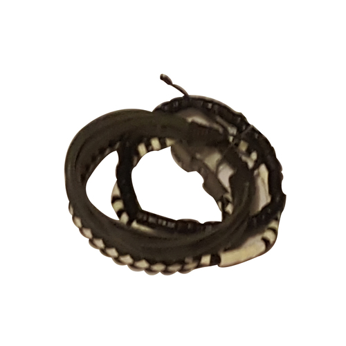 Orange Color Wooden and Leather Bracelets Set