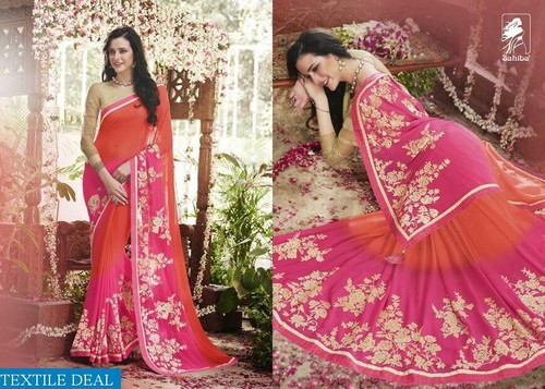 Pink Georgette Designer Saree