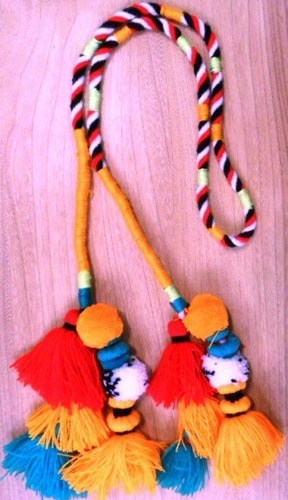 Trible Tassels - Acrylic Yarn 4 Inch Tassels 24 Inch Orange Cord, Decorative Versatile Durable