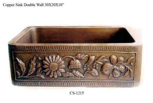 Copper Kitchen Sink Size: 30X20X10"