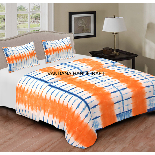 Blue Printed Bedsheets Tie Dye Cotton Bed Sheet