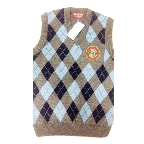 School Sleeveless Check Sweater