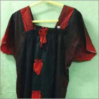Silk Nightgowns - Cotton Nightgown, Size L to XXL, Black with Printed Design | Short Sleeves, Ideal for Summer Wear