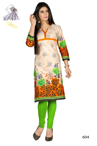 Green And Mix Untiched Cotton Kurti