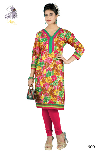 Mix Color Fahionable Printed Cotton Kurti