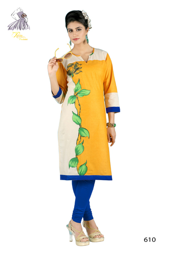 Yellow Best Designer Cotton Kurti