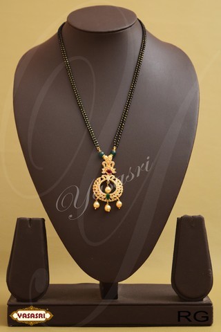 Yms - Gold Mangalsutra, 3.2mm Thickness, Ruby Accents | Golden Color For Women, Perfect For Gifts And Parties