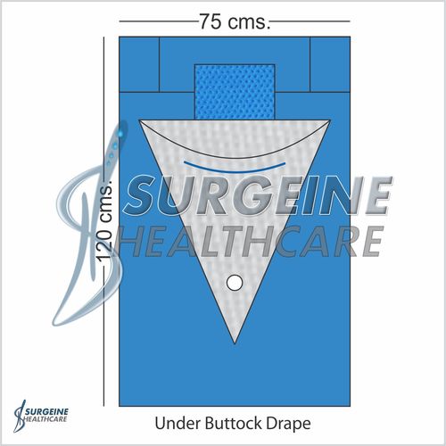 Under Buttock Drape - 193375x120 cms., Non-Woven Material, Disposable Surgical Drapes with Fluid Collection Pouch, Reinforced Sterility
