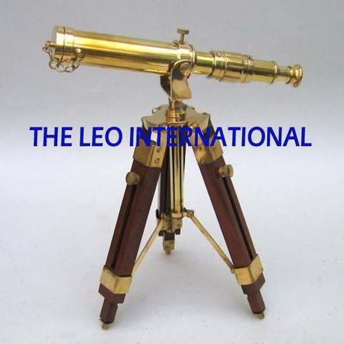 Telescope - Brass & Wood Construction, 12x4x8 Inches | High Magnification 10x, Clear Vision, Durable Build, Portable Design, Easy to Use