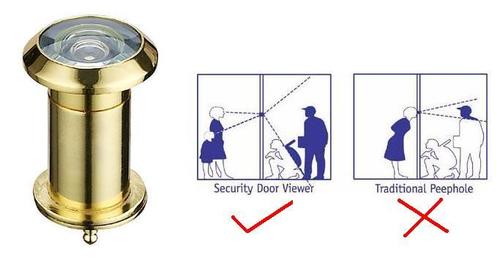 SPY DOOR VIEWER LONG RANGE - Solid Brass, 14mm Bore Size, Suitable for 33-56mm Door Thickness, 200Â° Viewing Angle | Ideal for Hotels, Restaurants, Schools, Theaters