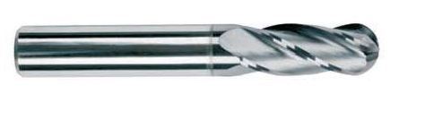 Ball Nose End Mill - 12 mm Length of Cut, 2.5 mm Cutting Dia, 4 Flutes, 3 mm Shank Dia, Square Center Cutting | Precision Cutting Tool for Metalworking