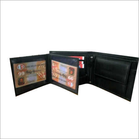 Men's Black Leather Wallet - Zipper Closure, Folded Design, Durable Leather Material