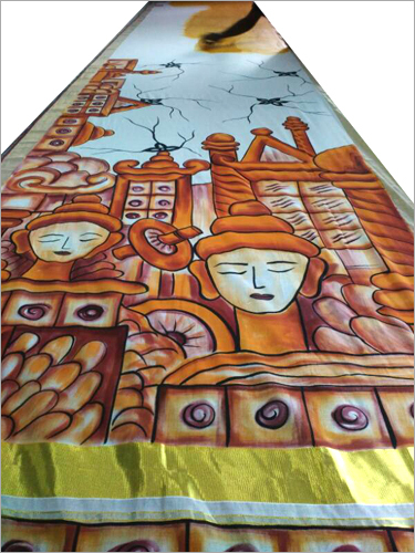 Designer Silk Saree Block Painting Services