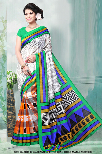 Stylish Silk Saree - Silk, 5.5 Yards, White | Elegant Style, Soft Silk, Vibrant Printed Pattern, Comfortable Wear