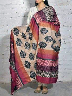 Ladies Casual Wear Silk Dupatta - Cotton Silk Fabric, Printed Design | Hand Printed Craftsmanship, Elegant and Versatile Accessory