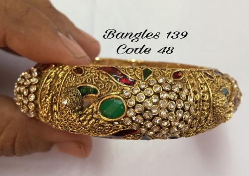 Bangle Set - Copper Alloy, Customized Design, Stunning Diamond Accents, Immaculate Finish, Contemporary Bridal Aesthetic