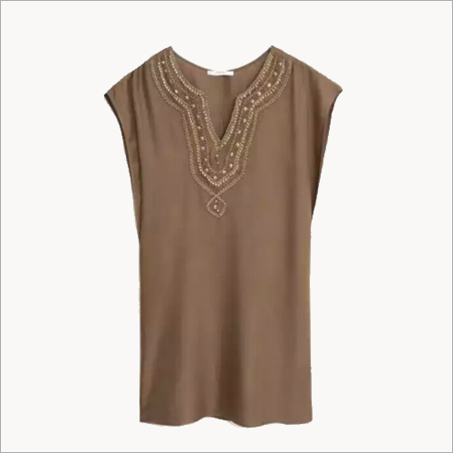 V-Neck Blouse Decoration Material: Stones