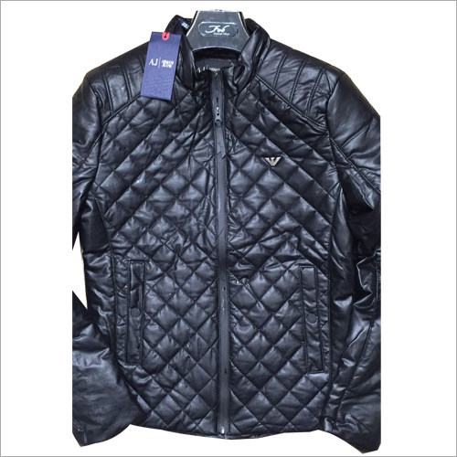 Embroidered Black Leather Jacket