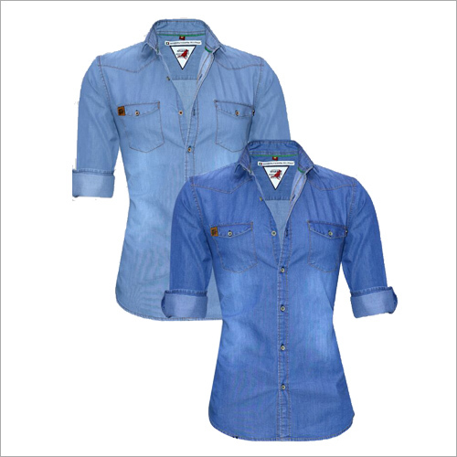 Denim Shirts - Premium Grade Denim, Full Button Placket, Long Sleeves, Blue Color | Spread Collar, Two Patch Pockets with Golden Buttons, Stylish for Casual and Formal Wear