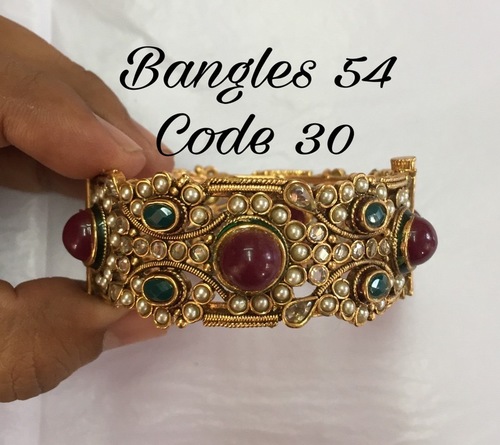 Bangle Set - Copper Alloy, Diamond Stones | Bridal, Customizable Immaculate Finish