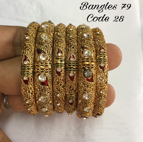 Bangle Set - Copper Alloy, Customized Design with Charming Diamond Accents | Unique Bridal Jewelry with Immaculate Finish