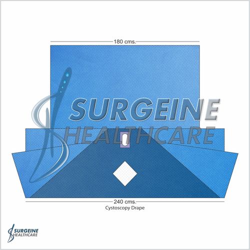 Cystoscopy Drape - Non Woven, 180x220x250 Cms. With Leggings 8x12 Cms., Blue | Features 27x22 Screen For Enhanced Visibility