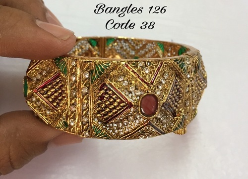 Bangle Set - Copper Alloy with Diamond Accents | Customizable Design, Elegant Finish, Contemporary Trend