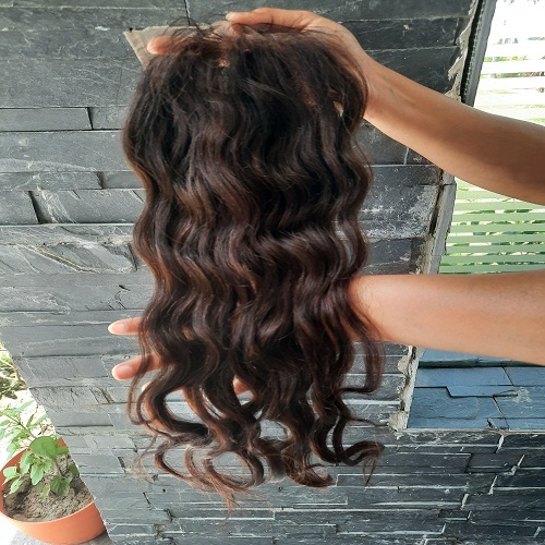 Natural Wavy Transparent Lace Closures unprocessed hair