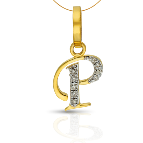 Gold CZ Letter Pendant
